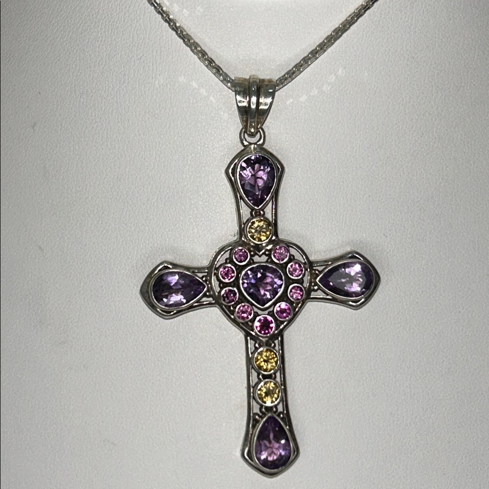 NWOT Genuine Nicky Butler Designer Sterling Gemstone Celtic Cross Necklace